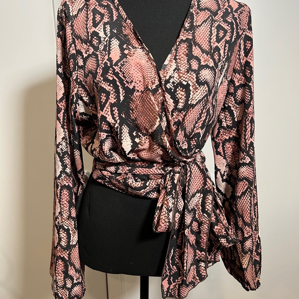 Women's Snake Print Wrap Top